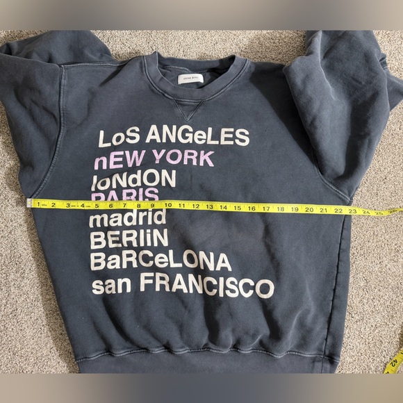 Anine Bing City Love Sweatshirt in Charcoal Grey Size Medium Cotton Crewneck - Picture 13 of 15